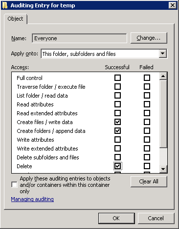 Windows Folder Auditing