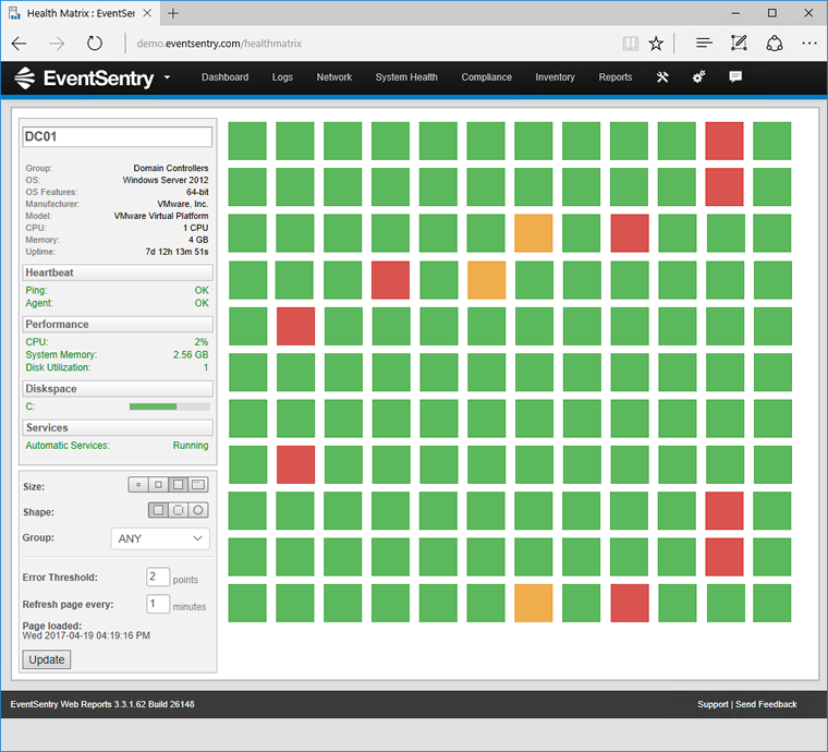 Server Monitoring - Health Matrix