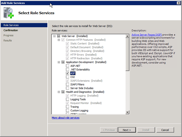 Install Classic ASP on Windows 2008