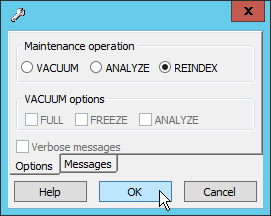 pgAdmin III REINDEX option
