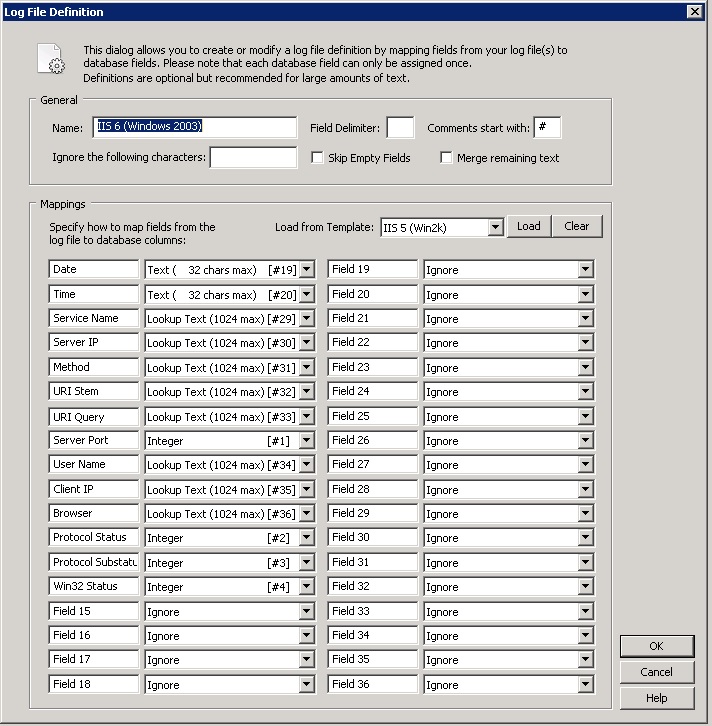 IIS Logging format