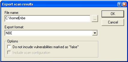 Export Nessus scan to NBE file