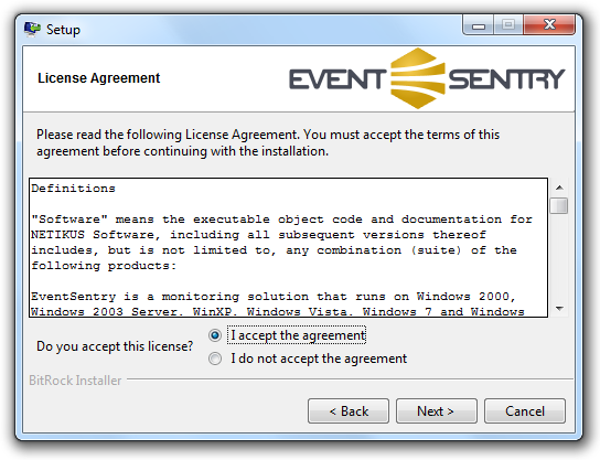 EventSentry Upgrade step 2