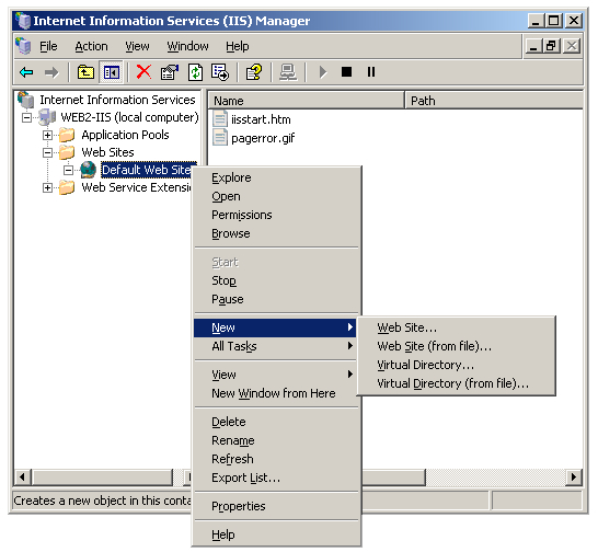 Create a New Virtual Directory in IIS
